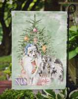 Christmas Sheltie Shetland Sheepdog Blue Merle Flag Garden Size