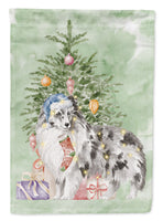 Christmas Sheltie Shetland Sheepdog Blue Merle Flag Garden Size