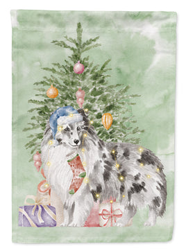 Christmas Sheltie Shetland Sheepdog Blue Merle Flag Garden Size