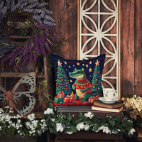 Alligator Christmas Fabric Decorative Pillow
