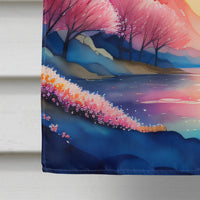 Cherry Blossom in Color House Flag