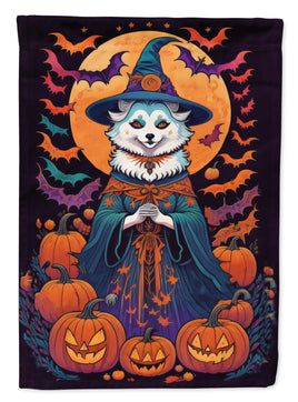 American Eskimo Witchy Halloween Garden Flag