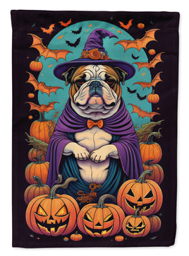 English Bulldog Witchy Halloween House Flag