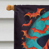 Longhair Dachshund Witchy Halloween House Flag