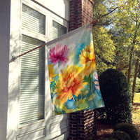 Chrysanthemums in Watercolor House Flag