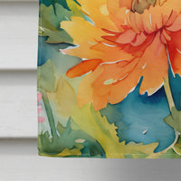 Chrysanthemums in Watercolor House Flag
