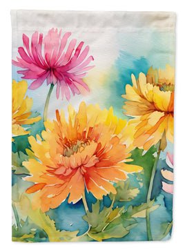 Chrysanthemums in Watercolor House Flag