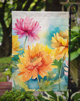 Chrysanthemums in Watercolor Garden Flag