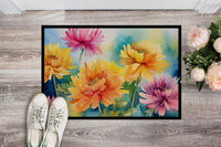 Chrysanthemums in Watercolor Indoor or Outdoor Mat 24x36
