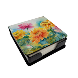 Chrysanthemums in Watercolor PU Leather Note Paper Holder