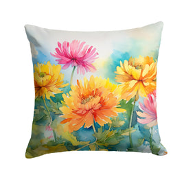 Chrysanthemums in Watercolor Throw Pillow