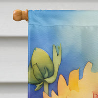 Chrysanthemums in Watercolor House Flag
