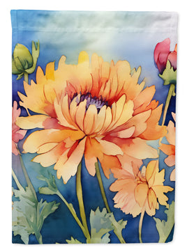 Chrysanthemums in Watercolor Garden Flag