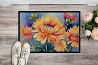 Chrysanthemums in Watercolor Indoor or Outdoor Mat 24x36