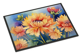 Chrysanthemums in Watercolor Doormat 18x27