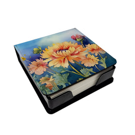 Chrysanthemums in Watercolor PU Leather Note Paper Holder