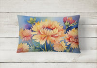 Chrysanthemums in Watercolor Fabric Decorative Pillow