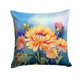 Chrysanthemums in Watercolor Throw Pillow