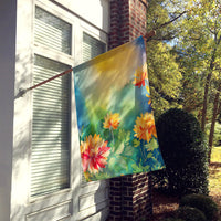 Chrysanthemums in Watercolor House Flag
