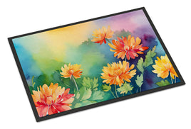Chrysanthemums in Watercolor Indoor or Outdoor Mat 24x36