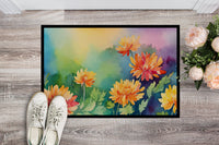 Chrysanthemums in Watercolor Doormat 18x27