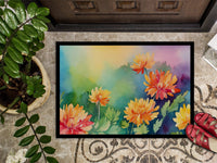 Chrysanthemums in Watercolor Doormat 18x27