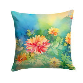 Chrysanthemums in Watercolor Throw Pillow