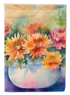 Chrysanthemums in Watercolor House Flag