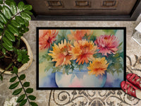Chrysanthemums in Watercolor Indoor or Outdoor Mat 24x36