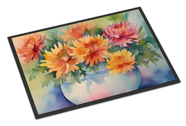 Chrysanthemums in Watercolor Indoor or Outdoor Mat 24x36