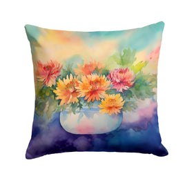 Chrysanthemums in Watercolor Throw Pillow