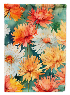 Chrysanthemums in Watercolor House Flag