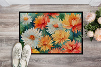 Chrysanthemums in Watercolor Indoor or Outdoor Mat 24x36