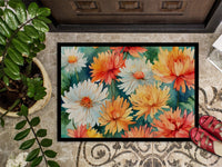 Chrysanthemums in Watercolor Doormat 18x27