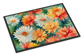 Chrysanthemums in Watercolor Doormat 18x27