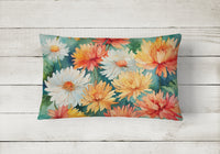 Chrysanthemums in Watercolor Fabric Decorative Pillow