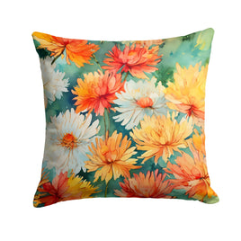 Chrysanthemums in Watercolor Throw Pillow
