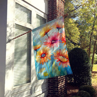 Gerbera Daisies in Watercolor House Flag