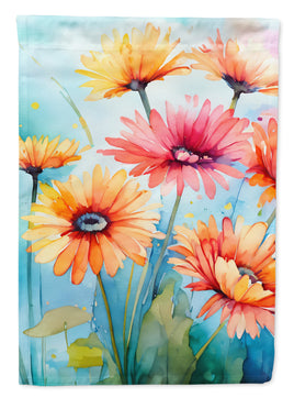 Gerbera Daisies in Watercolor House Flag