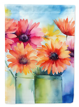 Gerbera Daisies in Watercolor House Flag