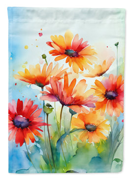 Gerbera Daisies in Watercolor House Flag