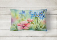 Alaska Forget-me-nots in Watercolor Fabric Decorative Pillow