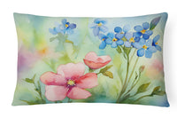 Alaska Forget-me-nots in Watercolor Fabric Decorative Pillow