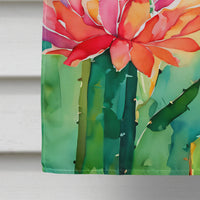 Arizona Saguaro Cactus Blossom in Watercolor House Flag