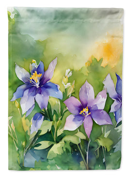 Colorado Rocky Mountain Columbine in Watercolor Garden Flag