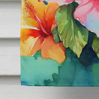 Hawaii Hawaiian Hibiscus in Watercolor House Flag