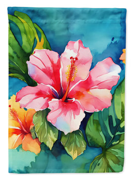 Hawaii Hawaiian Hibiscus in Watercolor House Flag