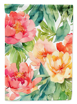 Indiana Peonies in Watercolor House Flag