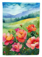 Iowa Wild Prairie Roses in Watercolor House Flag