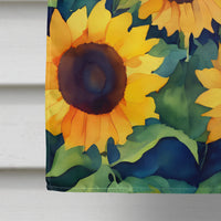 Kansas Sunflowers in Watercolor House Flag